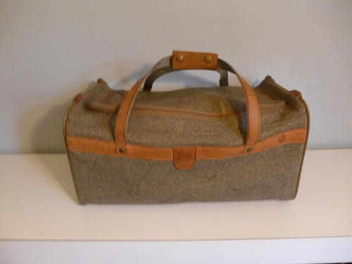 Vintage Hartmann Tweed & Belted Leather 20" Carry-On Duffle Bag Luggage Tag MCM - Picture 5 of 8