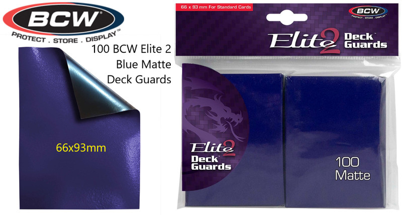 Blue 100 BCW Elite2 Matte Deck Guards Sleeves Pokemon/MTG/CCG Cards Protector
