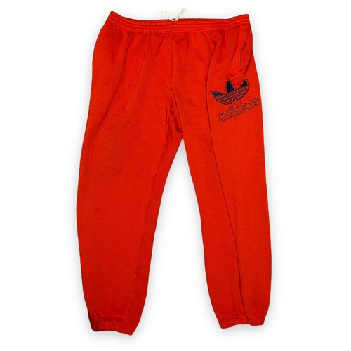 Vintage 80s Adidas Red SweatPants Men's WORN READ L/XL Spellout