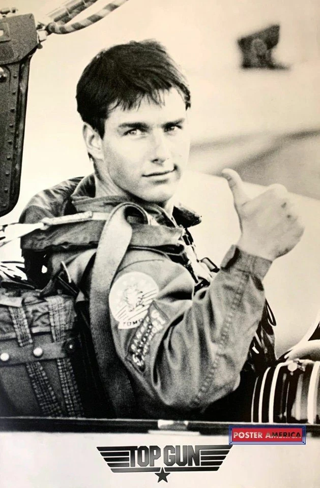 Top Gun Maverick Tom Cruise Black & White Classic Thumbs Up Poster 24 x 36