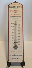 Vtg wooden thermometer Lister Plumbing heating Verona NJ New Jersey working adv