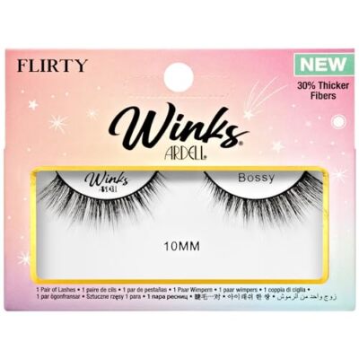 Ardell Winks Bossy Black Lashes, Light Volume, 10mm Flared, Black Band NEW