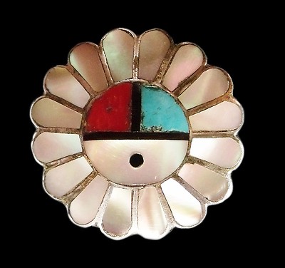 Green Snail Shell Sun Symbol Ring - Zuni Handmade