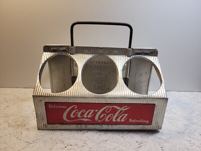 Vintage COCA-COLA Metal 6-Pack Bottle Carrier With 6 Full Bottles