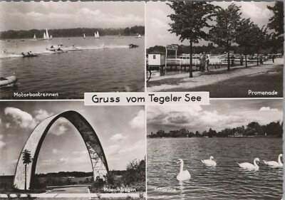 Postcard, multi-picture card, ''gruss vom Tegeler See'', Berlin-Tegel, 21.6.61, (VL) 80038