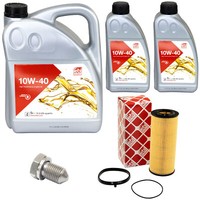MotoröL Set Febi SAE 10W-40 7 Liter + ÖLfilter + Schraube FüR Audi A4 A6 A8 3.2