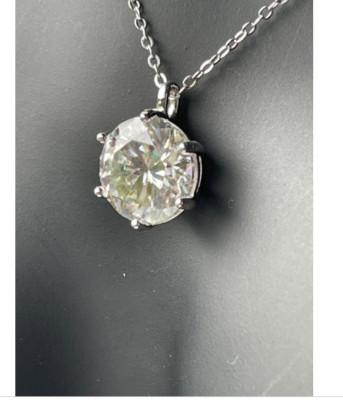 Diamantschliff 3 Karat Moissanit Anhänger, Silber Diamant Optik