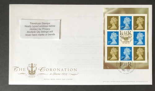 GB 2003 FDC THE CORONATION BOOKLET PANE TALLENTS HOUSE PMK
