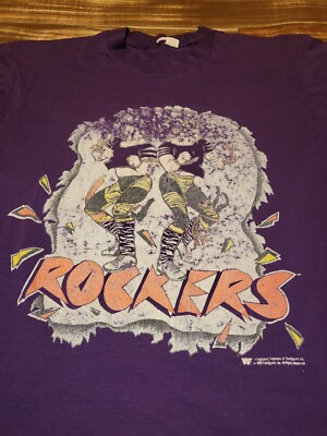 【M】 ☆美品☆ ヒスROCK❗『ヤンキー♪ローリング♪』T-sh Vintage RARE 1989 WWF The Rockers Shawn Michaels Marty J Wrestling