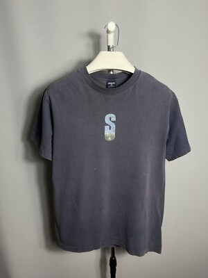 Vtg Stussy T Shirt Mens Blue Streetwear Skate Made in USA 90s Sz M