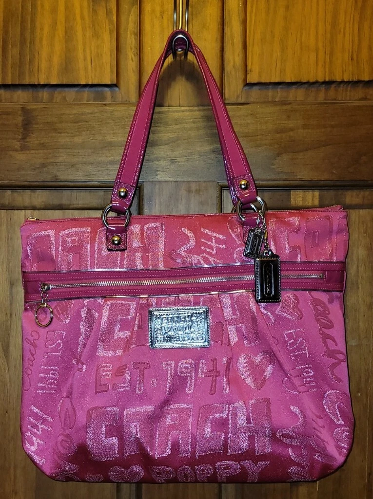 Hot pink top coach tote