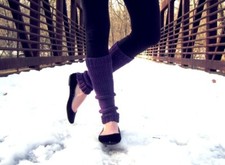 Womens Knit Leg Warmers Handmade Ladies Leggings Purple Knitted Legwear Teens