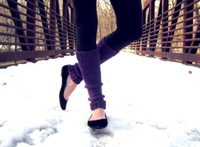 Womens Knit Leg Warmers Handmade Ladies Leggings Purple Knitted Legwear Teens