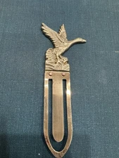 Vintage Brass Duck Mallard Bird Book Mark Bookmark Goose