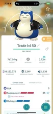 Pokémon Go Trade Shiny Jacket Costume Snorlax Lvl 50 & 3 Moves - 1 mill dust