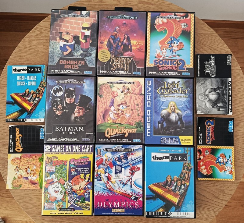 Sega Mega Drive PAL – Collector's Lot – 10 Games on 9 Cartridges – 4 Manuals