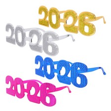 4 Pcs 2026 Graduation Party Glasses Glitter Happy New Year Eyeglasses