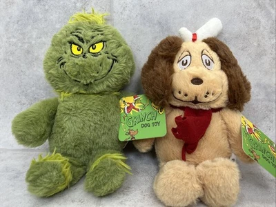 G.MASEN GROUP Set of 2 How The Grinch Stole Christmas - Grinch & MAX - Dog Toy Plush Squeaker