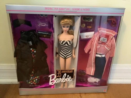 1993 Barbie 35th Anniversary Giftset 1959 Reproduction Doll & Fashions Package *