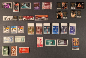 Malta - Nice lot of 30 M/U stamps, mostly MNH, VF.