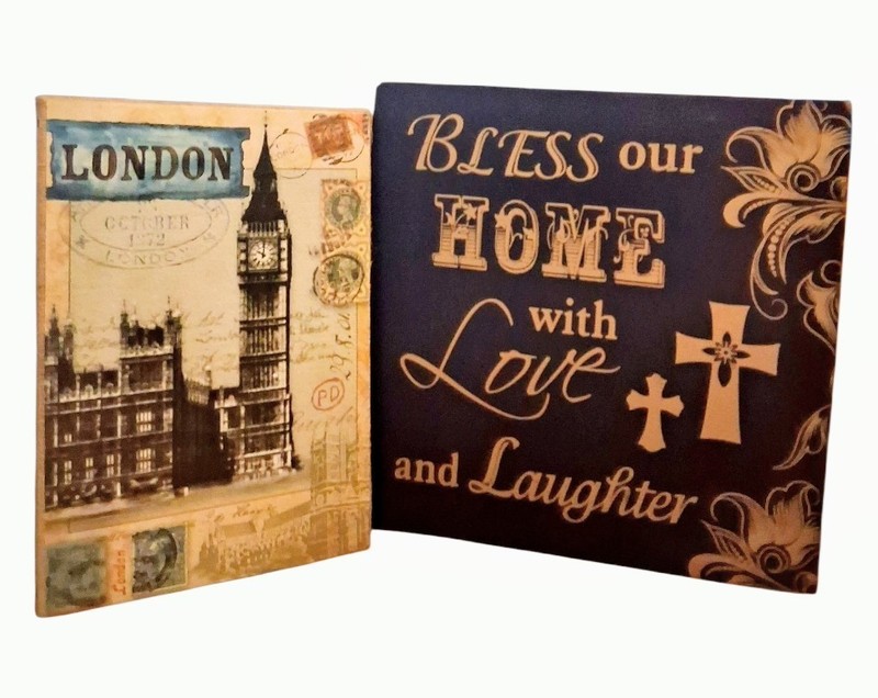 London Big Ben Clock Canvas & Bless Our Home W/love & Laughter Canvas