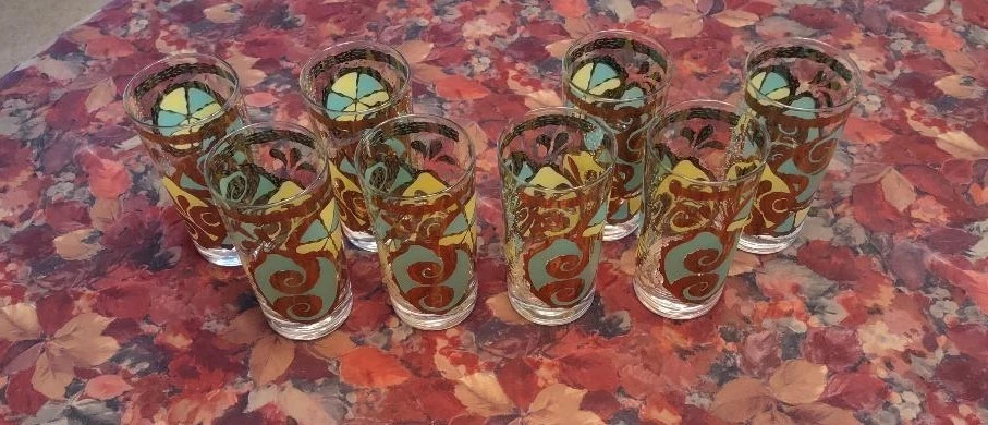 Ocho vasos modernos de mediados de siglo 22k Georges Briard limón y lima Highball - Raros Foto 4 de 4