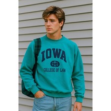 Vintage Champion Reverse Weave Iowa College of Law Sweatshirt Teal Large USA