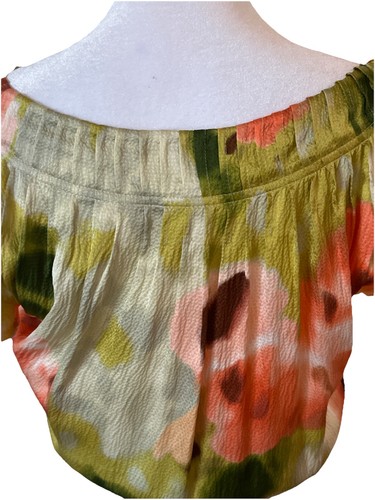 Anthropologie Tabitha Multicolor Silk Scoop Neck Short Sleeve Floral Dress Sz 6 - Picture 6 of 10
