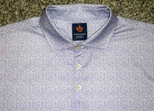 NWOT Men's DONALD ROSS SPORT Polo L PURPLE & WHITE Geometric ~ Poly/Spandex