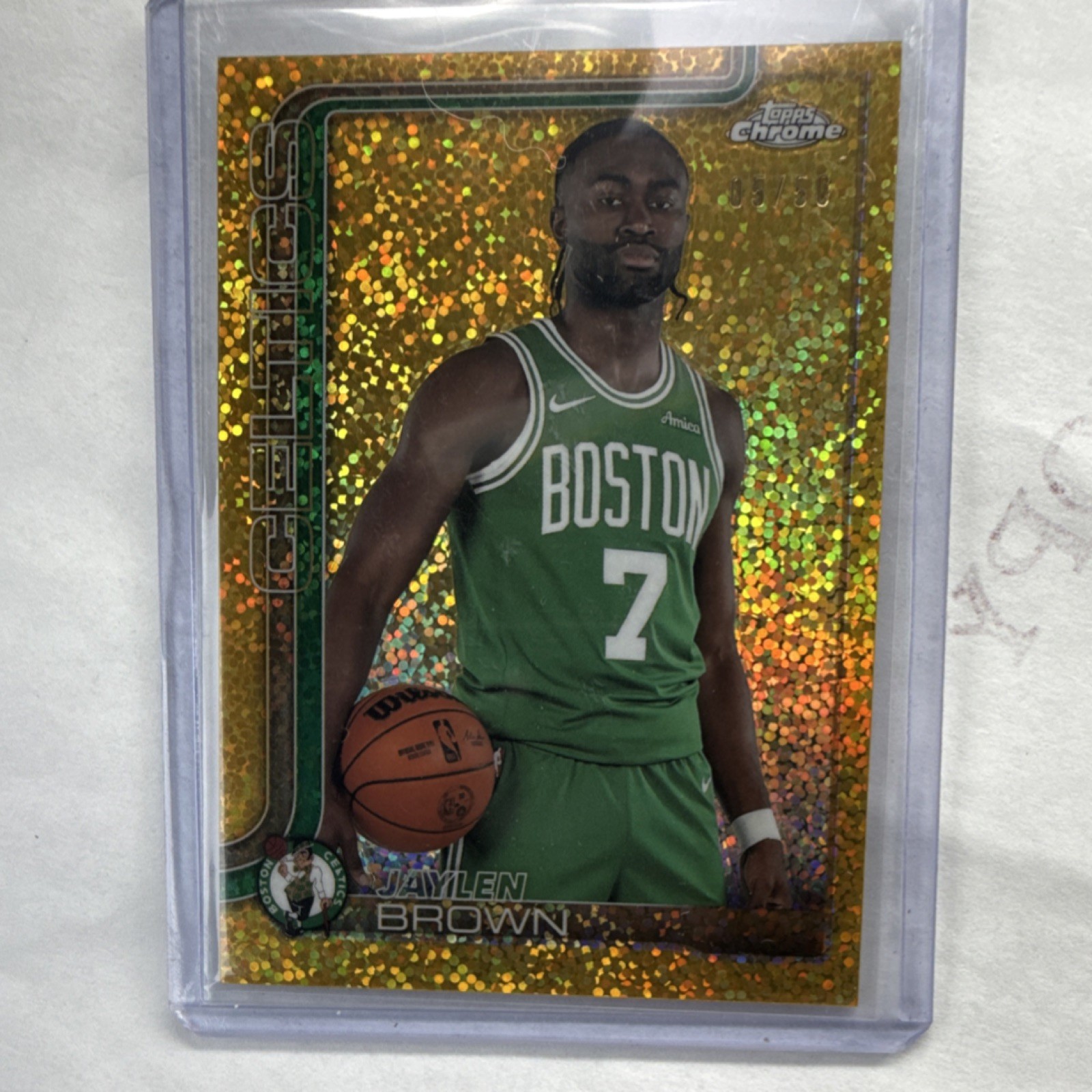 2025-26 Topps Chrome - Image Variation Jaylen Brown   Gold Speckle Refractor /50