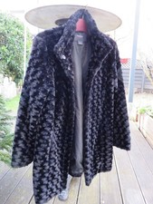 Kunstpelz- / Webpelzmantel, Vintage – schwarz, Größe 42, wie neu