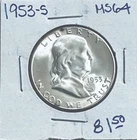 1953-S Franklin Half Dollar, Beautiful Solid Gem BU++