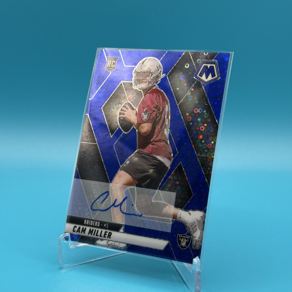 2025 Panini Mosaic No Huddle Blue Prizm Autograph Auto #342 Cam