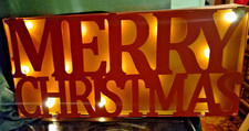 Vintage Metal Merry Christmas Backlit Lighted Sign 26" X 12" X 2.5"