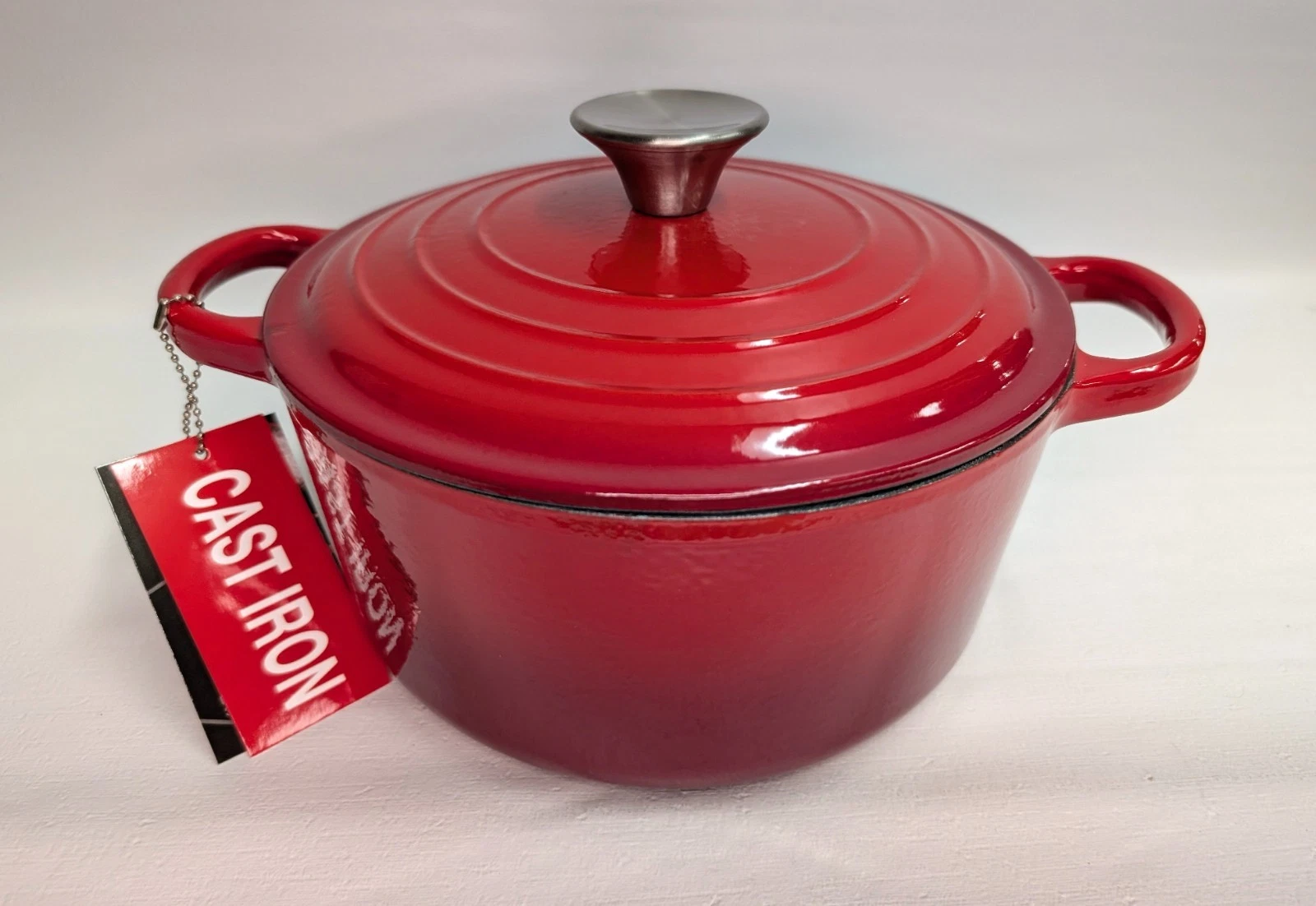 NEW Lexi Home Cast Iron Dutch Oven, 5 Quarts, Red