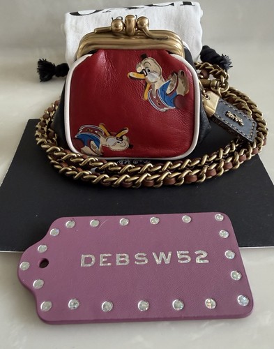 COACH 1941 DR. DOODLE DUCK MINI POUCH DOUBLE KISSLOCK XBODY LTD RED/MULTI 23195