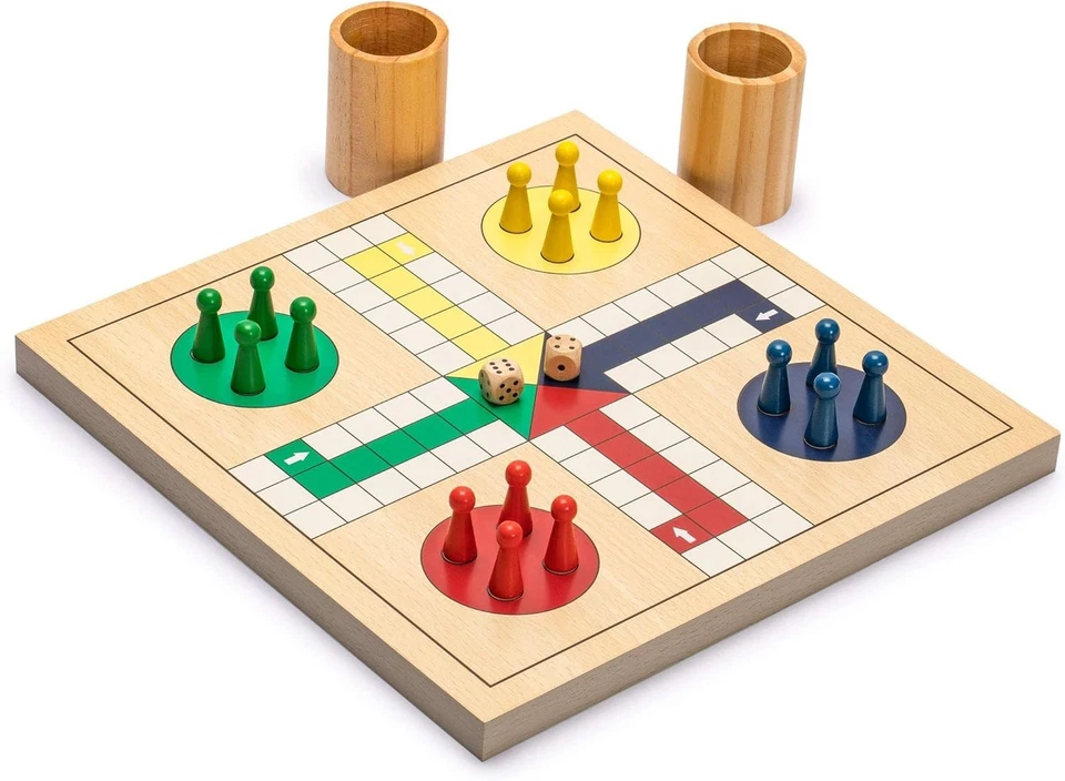 Juego de mesa clásico de madera - Serpientes y escaleras Ludo Foto 4 de 4
