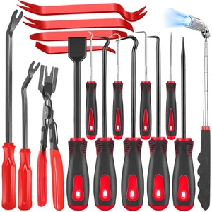 17Pcs Mechanic Hook and Pick Tool Set  Car Trim Removal Kit with Fastener Cli...