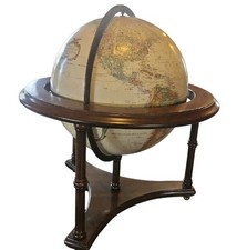 VTG Ethan Allen Replogle World Globe Desk Wood Stand Relief Knob Creek 12"