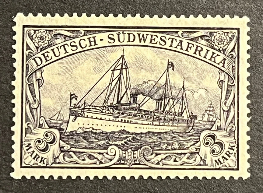 Travelstamps: Germany SOUTH WEST AFRICA Stamps 3 Mark Kaiser’s Yacht MOGH Wmk - Image 2 of 4