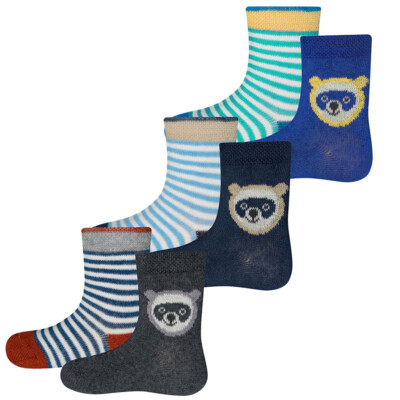 EWERS Socken 6er Pack Waschbär/Ringel Tiere Mini Jungen