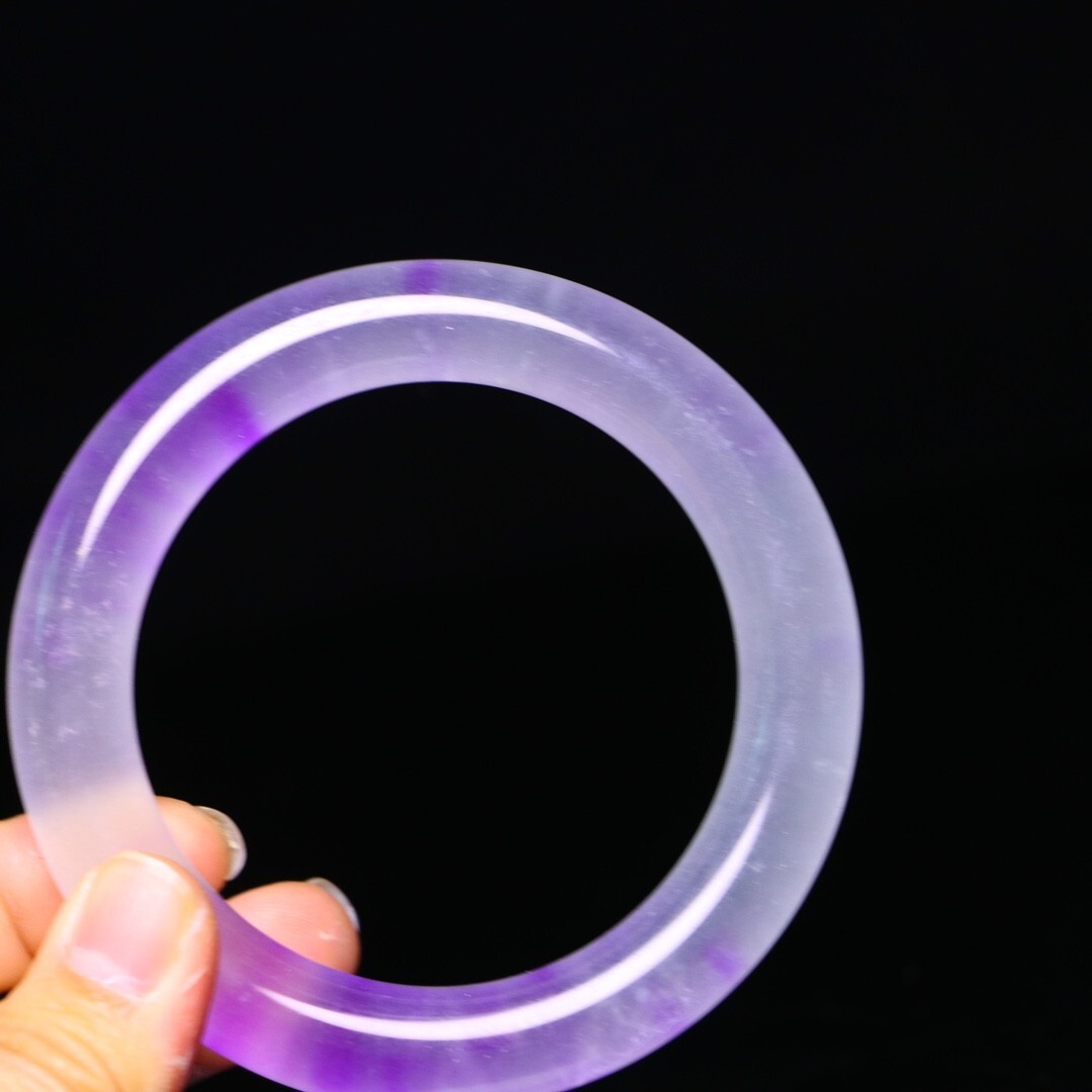 Certificate Natural high Ice Burmese Jade jadeite purple bracelet bangle 57-58MM