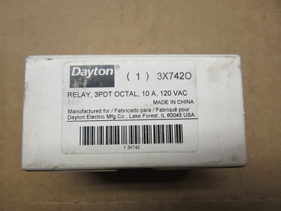 Dayton 3X7420 Relay 3PDT 10A 120VAC New In Factory Box