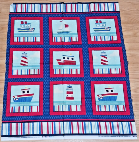 Ship's Ahoy by Benartex Fabric Panel Quilt Wall Hanging Sew Baby Boy 35x42 USA