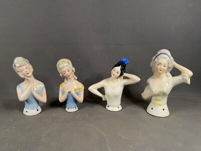 Vintage Lot of 4 Porcelain Half Doll 2 from Germany  - 4317