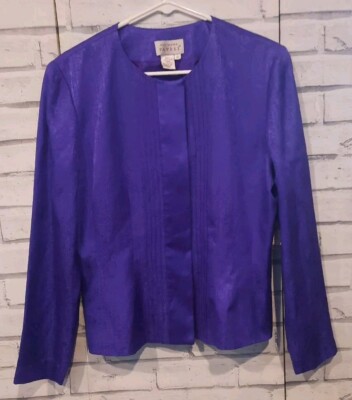 Vintage Adrianna Papell Women's Size 10 Blouse 100% Silk Purple Button Front