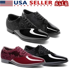 Men's Dress Patent Velvet Lace-up Formal Oxford for Party Weeding US Size 6.5-15