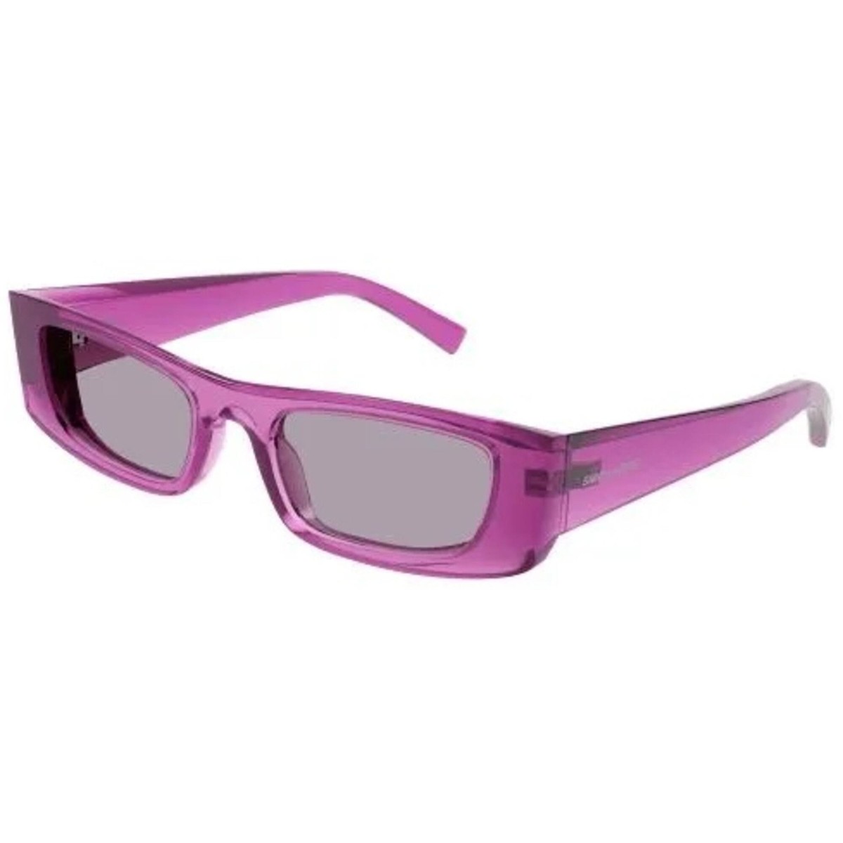 Saint Laurent Unisex Sunglasses Pink Rectangular Frame Violet Lens