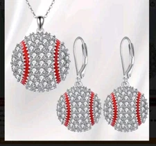 Baseball earrings Necklace Set fashion jewelry FAST Free Ship