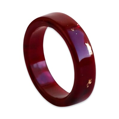 Burgundy Resin Ring, Gold Flake Band Ring, Handmade Minimalist Ring